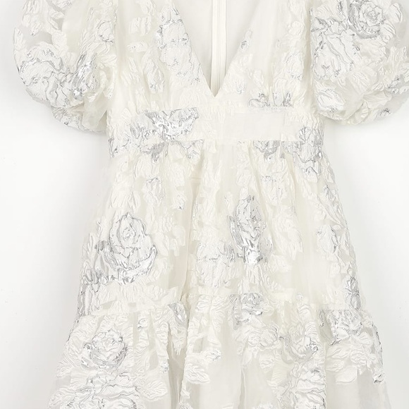 All I Ever Need White Floral Jacquard Mini Skater Dress - Picture 10 of 16